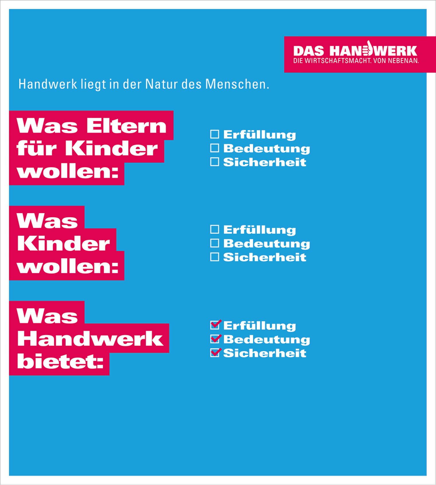 Plakat - Handwerk liegt in der Natur des Menschen