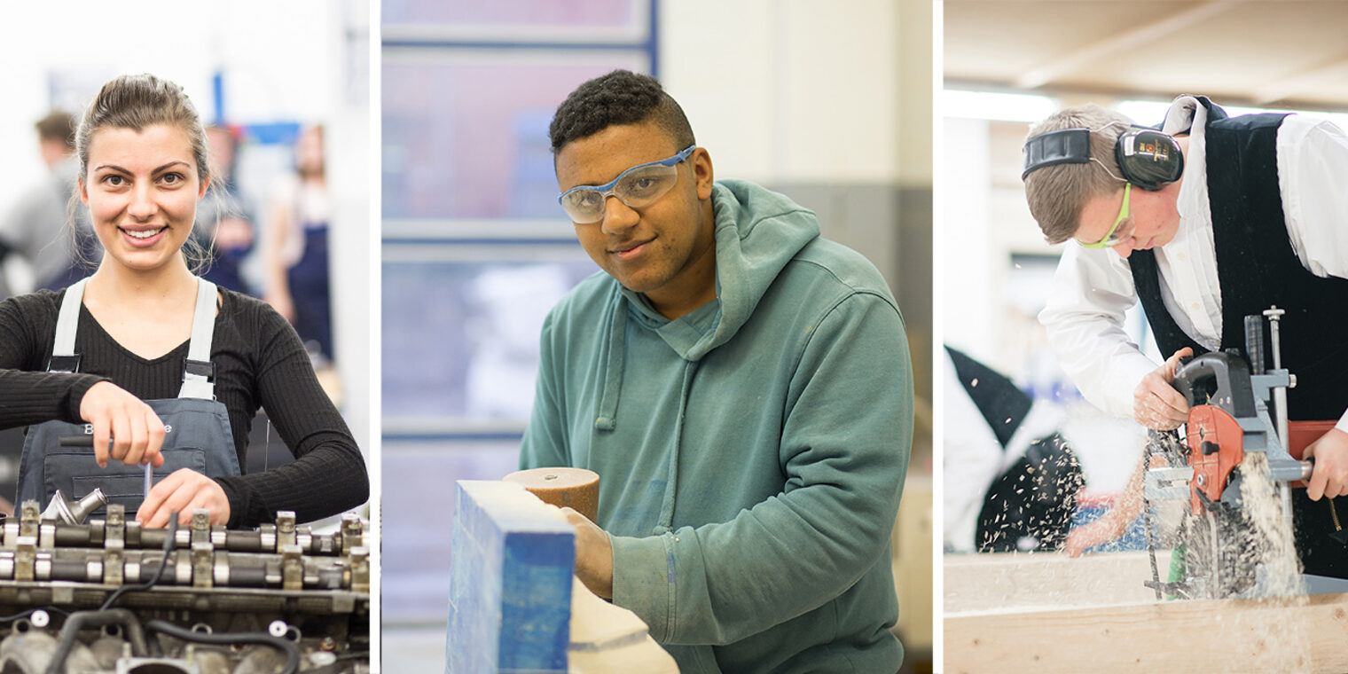 Collage verschiedener junger Handwerkerinnen und Handwerker