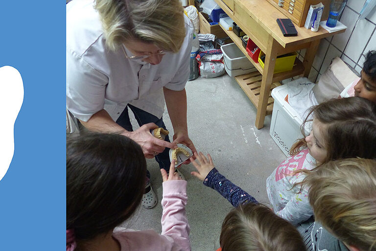 Verschiedene Materialien kennenlernen und ausprobieren, konnten die Kinder im Zahntechnischen Labor GlaeserHans-Ulrich.