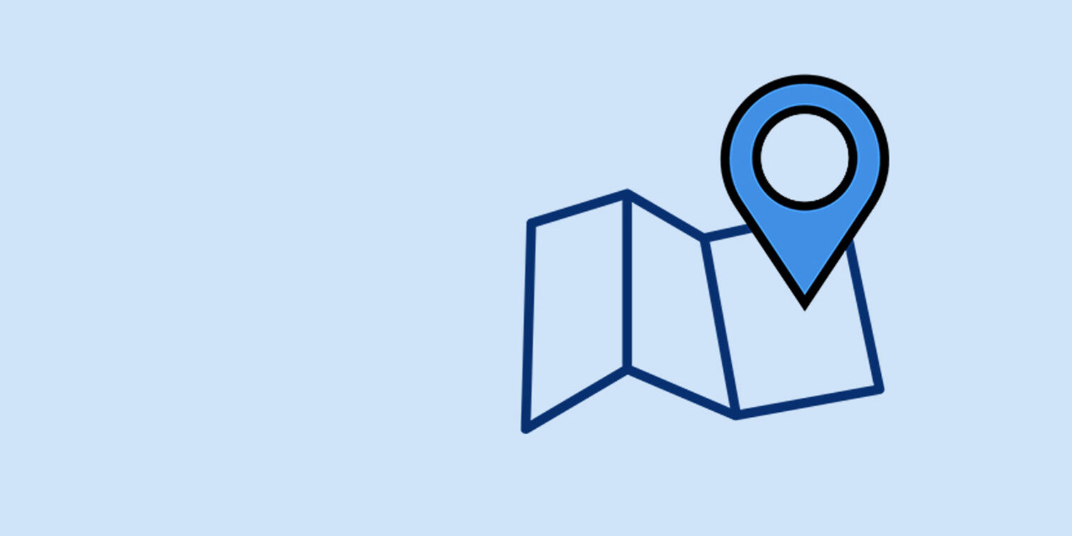 Icon PIN auf einer gezeichneten Karte