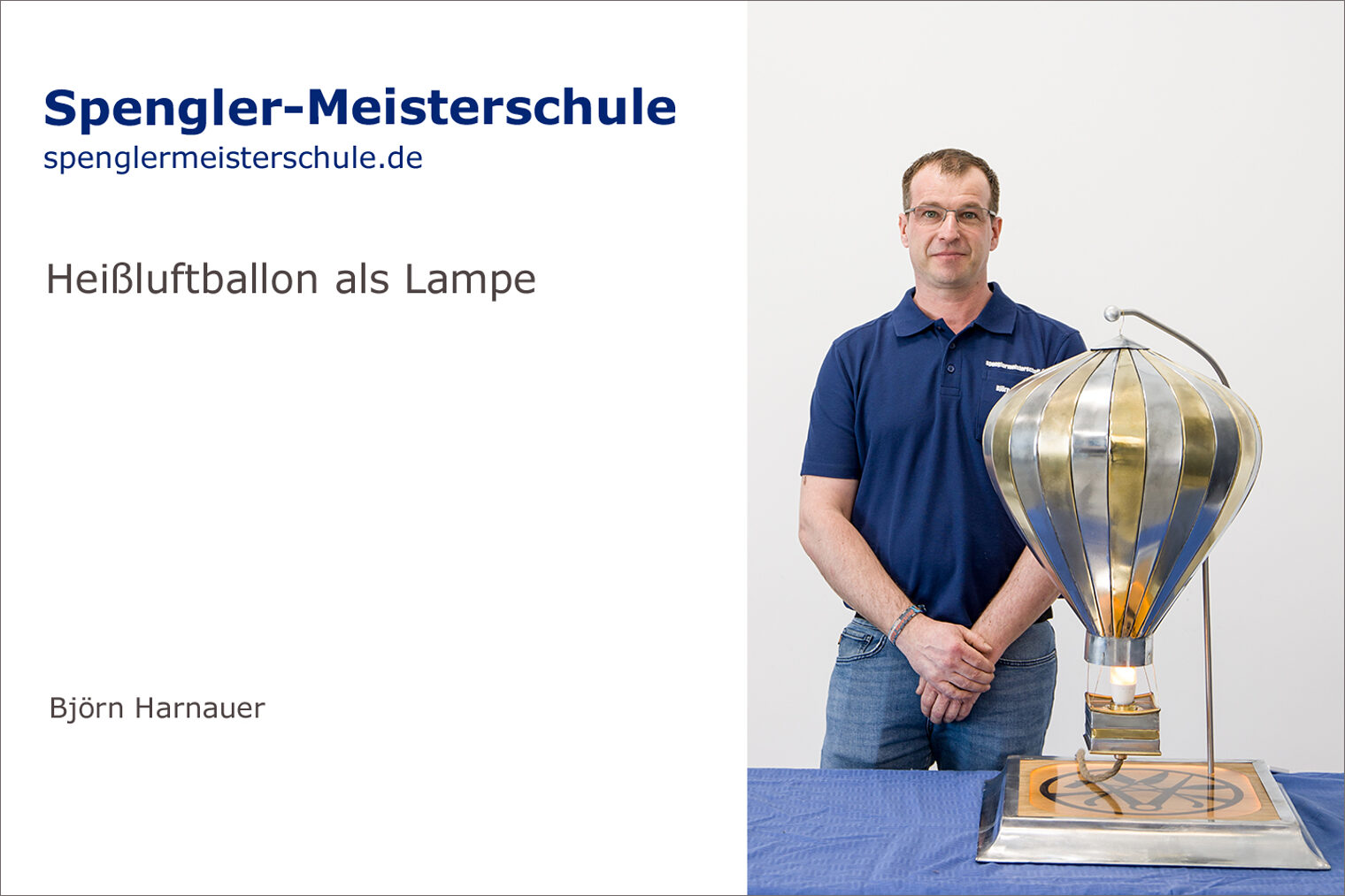Portrait Björn Harnauer mit seinem Spengler-Meisterstück